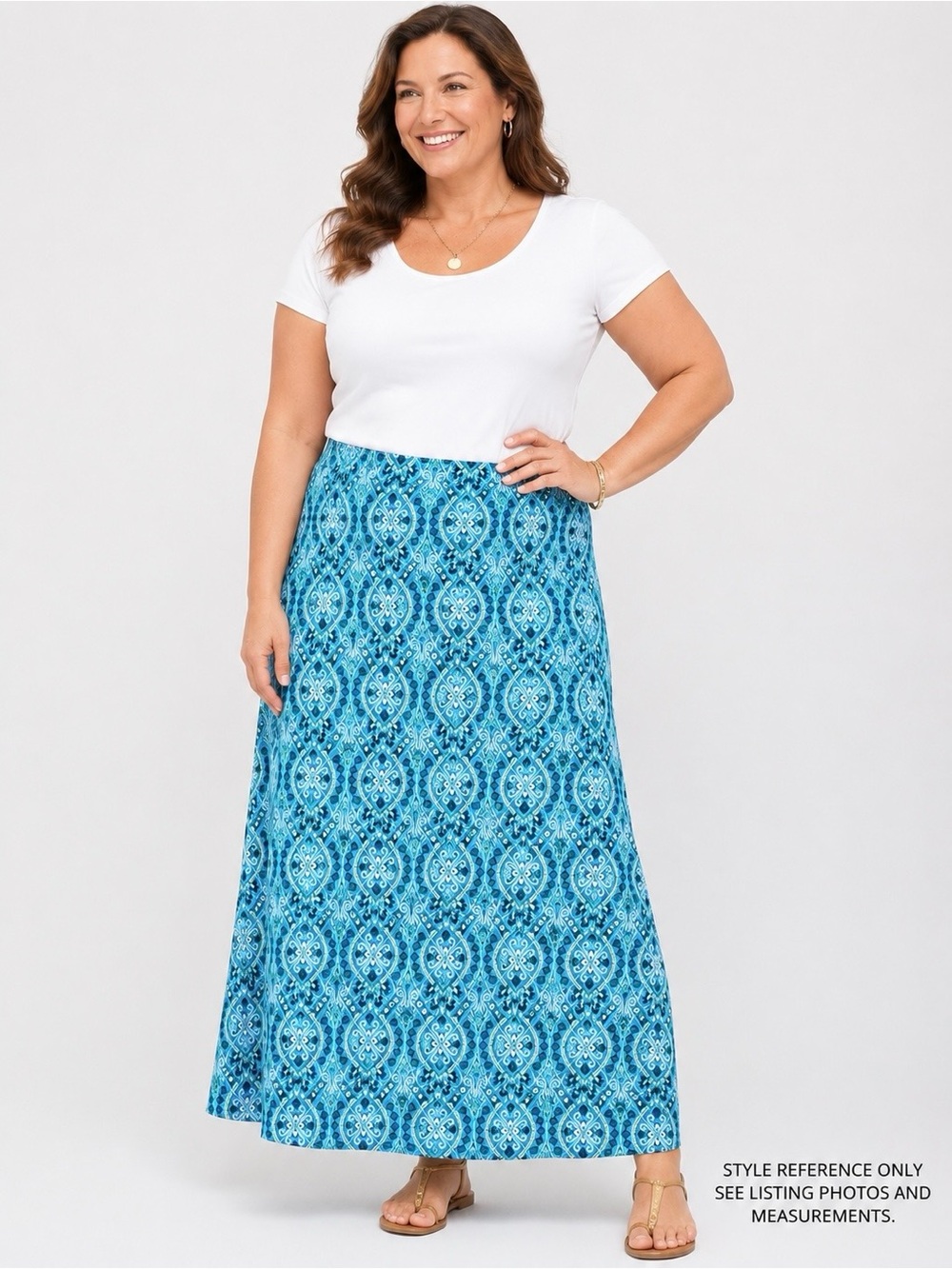 Talbots Jersey Maxi Skirt Damask Blue XL